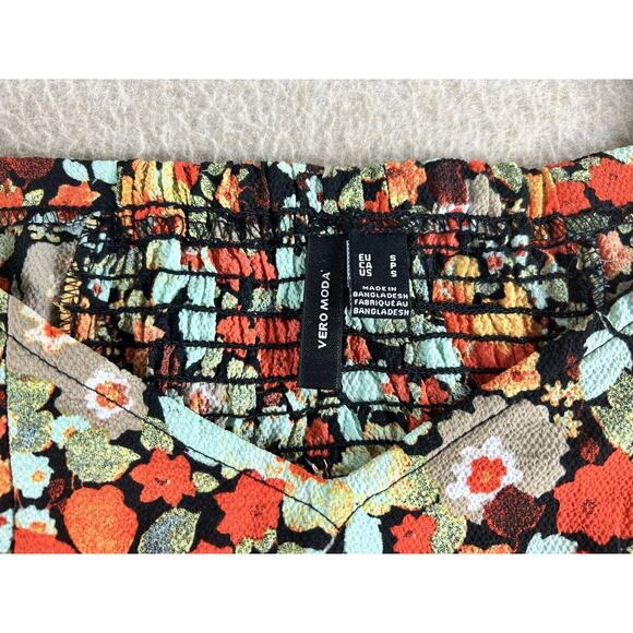 Vero Moda Saga Sweetheart Neck Crop Top Size XS Long-Sleeve Blouse Floral - Picture 6 of 12